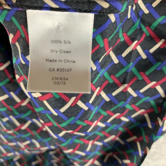 Talbots Womens Short Sleeve Pleated Neck Multicolor Blouse 100% Silk Top Size 10 - Picture 6 of 10